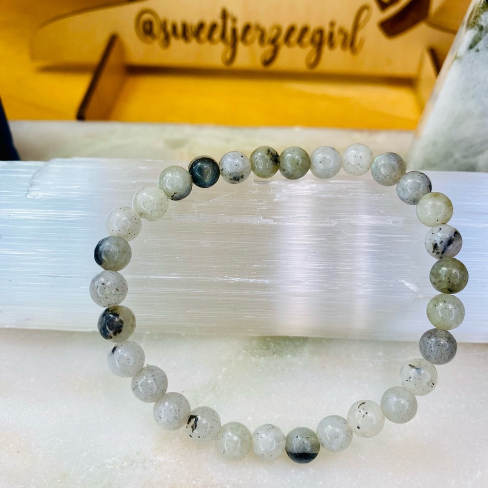 Handmade Rainbow Moonstone Gemstone Bead Bracelet 6mm